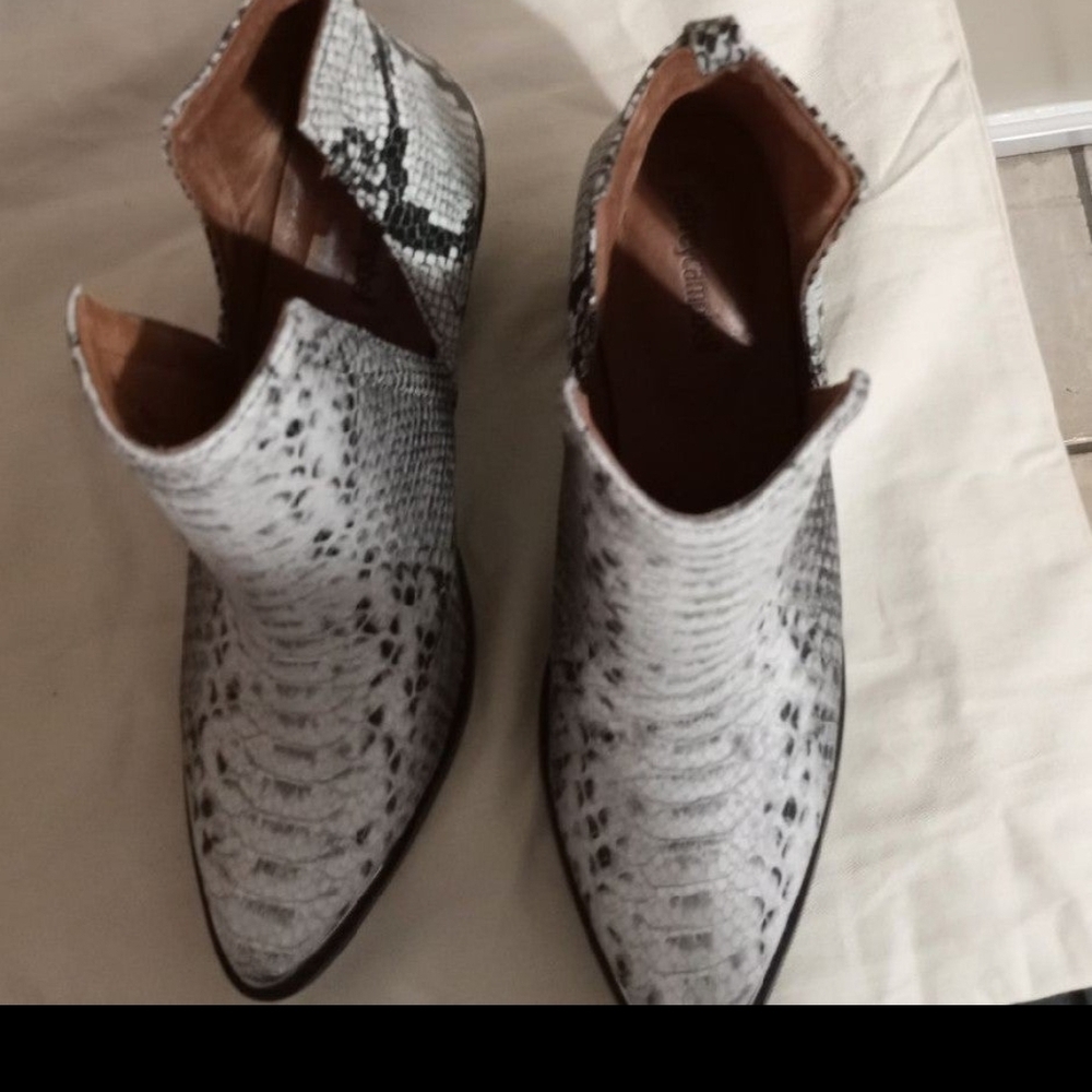 Jeffrey Campbell Black and White Snakeskin Ankle Boots